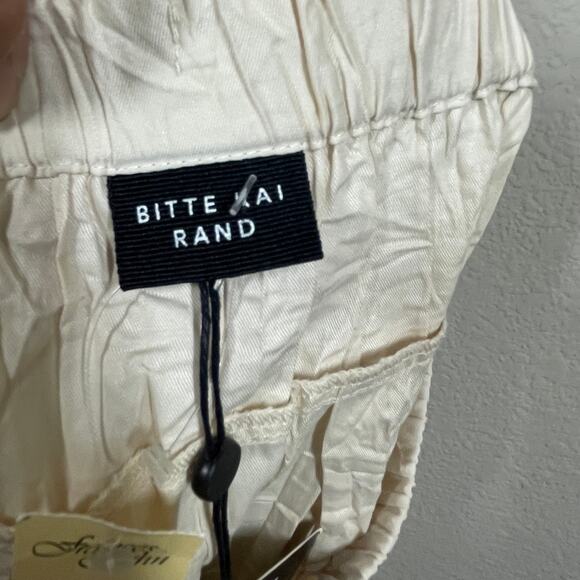 Bitte Kai Rand Small Senmei Crinkle Midi Skirt Beige Cotton Blend Elastic Waist - Picture 12 of 12